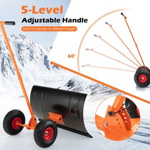 Pala da Neve con Manico a T e Ruote, Pratico Spazzaneve per Esterni - Product Image 4