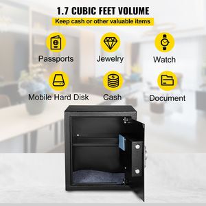 1.7 cu.F. Q235 scatola di sicurezza in acciaio tastiera digitale accesso alle impronte digitali 2 chiavi per Money gioielli orologi di stoccaggio casa ufficio Hotel - Product Image 5