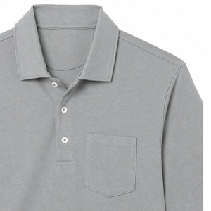 Camiseta de Manga Corta para Hombre, Color Gris, 100% Algodón, con Bolsillo, Estilo Casual, Corte Regular, Transpirable, Antiarrugas, Tejido de Punto - Product Image 6