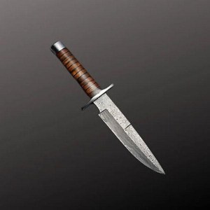 Cuchillo de Comando con Hoja de Acero al Carbono de Punta Caída, Mango de Madera, Borde Recto, Grosor de 0.6mm, Funda de Cuero Marrón - Product Image 2