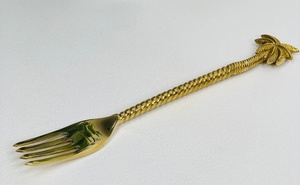 Tenedor de Metal con Diseño de Palmera Dorada, Cubertería Novedosa para Fiestas, Acabado de Alto Brillo, Mango Duradero - Product Image 5