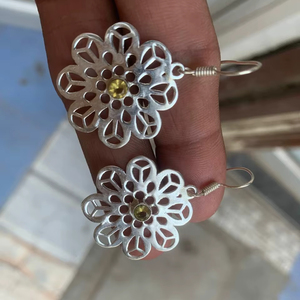 Pendientes colgantes de circonita mística de plata alemana, modernos para mujer, de alta calidad, joyería para mujer, forma redonda, estilo vintage - Product Image 1