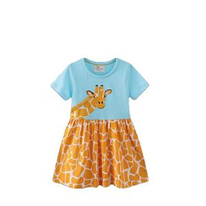 Vestido de Verano de Algodón de Alta Calidad con Cuello Redondo para Niñas, Lindo Diseño Casual y Elegante con Apliques Florales de Jirafa para Niñas de 9 Años - Product Image 2