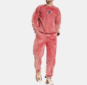 Ensemble de survêtement unisexe personnalisé, sweat-shirt à capuche et pantalon de survêtement surdimensionnés, imprimés, délavés à l'acide et à la pierre - Product Image 1