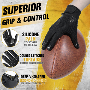 ถุงมือรับบอลอเมริกันฟุตบอล Pro Grip คุณภาพสูง ฝ่ามือเหนียวแน่น สีและโลโก้ปรับแต่งได้ น้ำหนักเบา - Product Image 4