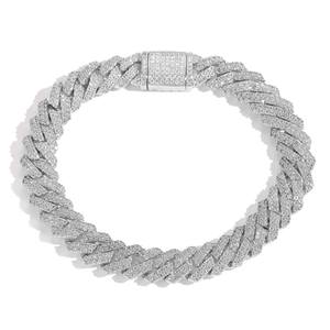 Collier chaîne cubaine Jewelux en argent 925 plaqué rhodium/or rose/argent, serti de moissanite, luxe - Product Image 3