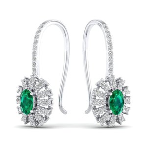 REYES - Elegantes Pendientes Colgantes de Oro Sólido de 14K con Corte Ovalado y Esmeralda de 1 Quilate, Certificados por GRA, Joyería Fina con Moissanita - Product Image 1
