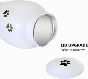 Pet Cremation <b>Urns</b> for Dogs Ashes White Pet <b>Urn</b> Dog <b>Urn</b> with Paw Print <b>Cat</b> Metal <b>Urn</b> Small - Product Image 2