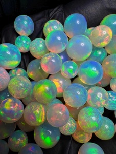 Opale de feu naturelle ronde cabochon, pierres précieuses lâches polies et calibrées pour la fabrication de bijoux - Product Image 6