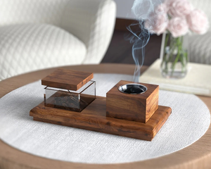 Soporte de madera para incienso en forma de pirámide, soporte de madera para Agarbatti con recogedor de cenizas para el hogar y la oficina de blossom craft india - Product Image 6