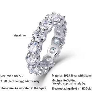 925 <b>Sterling</b> <b>Silver</b> Moissanite Eternity <b>Ring</b> Oval Round Cut Prong <b>Set</b> Wedding Band Gift for Women - Product Image 3