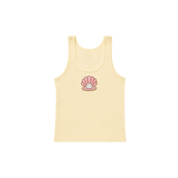Débardeur beige pour femme avec broderie coquillage, col rond, en coton respirant, pour usage quotidien décontracté, vente en gros
