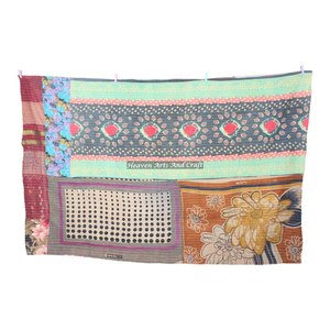 Online Kantha <b>Quilts</b> Indian Reversible Hand Stitched Heavy Throw Old Sari Blanket Patch Work Heavy 3 To 5 Layers Kantha <b>Quilt</b> - Product Image 5