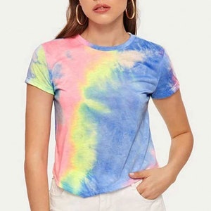 Summer Casual Wear Premium Quality Tie <b>Dye</b> T-Shirt For Women Lightweight Durable <b>Material</b> Lightweight Tie <b>Dye</b> T-Shirt - Product Image 1