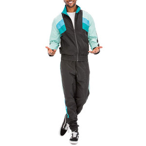 Ensemble de survêtement pour homme à blocs de couleur, manches longues, fermeture éclair, style sportif, respirant, en polyester, pour l'automne, coupe classique - Product Image 4