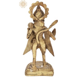 ทำด้วยมือรูปปั้นทองเหลืองขนาด7นิ้วรูปปั้นของ sankat mochan hanumji รูปปั้นอินเดียสำหรับให้เป็นของขวัญ - Product Image 3