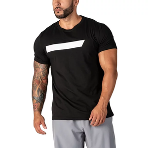 T-shirt de sport tendance pour homme, coupe ajustée, manches raglan, Rashguard, haut d'entraînement pour musculation, chemise de compression sportive avec coutures apparentes - Product Image 2