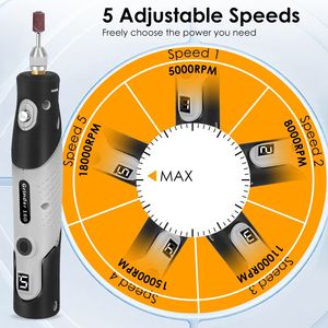 Kit Utensile Rotante Cordless 4V da 116 Pezzi, 5 Velocità, Batteria Ricaricabile da 2000mAh, Incisore Elettrico per Levigatura, Lucidatura e Foratura - Product Image 5