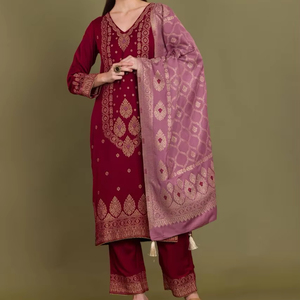 Safaa Winter aaliyah Premium Acrowool Tissu non coupé en acrowool tissé pour robes et ensembles en laine pour femmes avec étole, pour l'hiver - Product Image 1