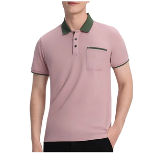 Polo rose professionnel pour homme en coton respirant, décontracté, personnalisable, fabrication OEM en gros - Product Image 4