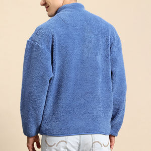 OEM Custom <b>Men's</b> Drop Shoulder Pullover Sherpa Fleece <b>Jackets</b> Front Pocket Design Regular Fit Quarter Zipper Sherpa Sweatshirts - Product Image 4