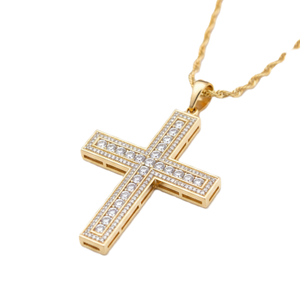 Collier pendentif croix en diamant de laboratoire de luxe, or massif 10K 14K, bijoux fins, pour hommes et femmes, design inspiré de la foi - Product Image 3