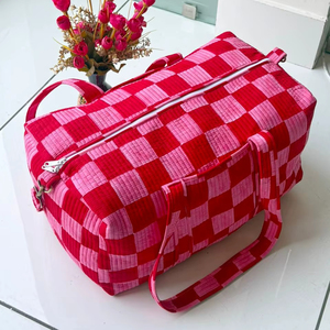 กระเป๋าผ้าดัฟเฟิลออร์แกนิคขนาดใหญ่ปรับแต่งได้  ทันสมัย เป็นมิตรกับสิ่งแวดล้อม  ยั่งยืน  ลายพิมพ์บล็อกด้วยมือ  สำหรับพกพา - Product Image 1