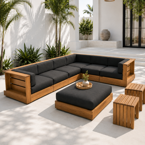 Juego de Sofás de Madera de Teca de Lujo para Exteriores, Muebles de Jardín para Patio, Terraza, Hotel, Villa o Resort - Product Image 6