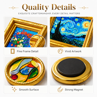 Aimant de réfrigérateur en résine Art Déco doré, impression UV personnalisée de haute qualité, respectueux de l'environnement, peinture célèbre, cadeaux promotionnels souvenirs