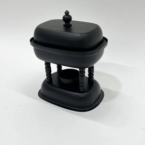 Support de chauffe-plat rectangulaire de luxe en acier inoxydable noir poli, antiadhésif et durable, avec couvercle, pour buffet, design arabe - Product Image 4