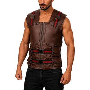 Custom Genuine Leather <b>Utility</b> <b>Vest</b> Mens Motorcycle Biker Riding Multi Pocket Zip Front Fashion Leather <b>Vest</b> - Product Image 3