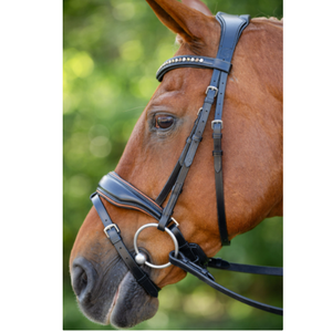 En gros, Bridon et rênes en cuir de cheval fait main de qualité supérieure, durables et confortables, pour l'équitation et l'entraînement, Noir Cob 2x1.5x2m - Product Image 4