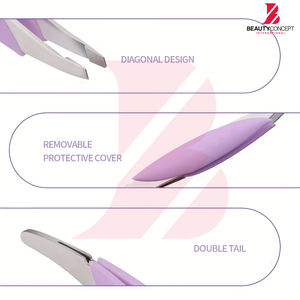 Pinzas de Acero Inoxidable de Alta Precisión con Punta Inclinada, Herramienta de Depilación, Pinzas de Belleza con Logotipo Personalizado para Salón y Uso Doméstico - Product Image 3