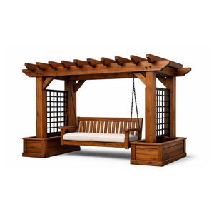 Outdoor Teak Pergola Swing Chair Luxury Garden Patio Hanging <b>Bench</b> for Villa Resort Backyard Furniture - Product Image 1