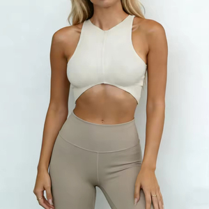 ชุดออกกำลังกายโยคะ กางเกงเลกกิ้งและสปอร์ตบราสำหรับผู้หญิง ผลิตจากผ้าสแปนเด็กซ์ไนลอนรีไซเคิลได้ ยืดหยุ่นสูง เอวสูง แห้งเร็ว ออกแบบตามสั่ง - Product Image 5