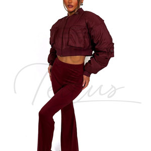 เสื้อแจ็คเก็ตครอปผู้หญิงขายส่ง เสื้อโค้ทยีนส์แขนยาวลำลองแฟชั่นสตรีทแวร์ เสื้อแจ็คเก็ตครอปผู้หญิง - Product Image 3