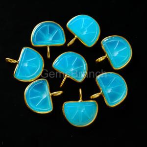 Dark Blue Chalcedony Orange Fruit Carved Gemstone <b>Charm</b> Pendant Gold Vermeil Healing Crystal Jewelry Natural Chalcedony Pendant - Product Image 5