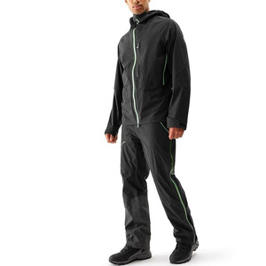 Combinaison de ski une pièce pour homme, noire et beige, imperméable 10 000 mm, coupe-vent, réfléchissante, imprimée, avec fermeture éclair contrastante, pour sports d'hiver - Product Image 1