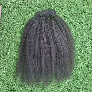 Kinky Straight 100% Cabello Remy virgen humano Cutícula alineada Extensiones de cabello natural indonesio Sin químicos - Product Image 1