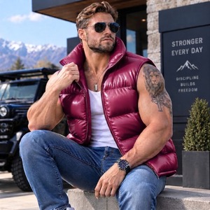 Gilet matelassé en cuir pour homme, Gilet matelassé pour homme, Gilets en cuir de luxe pour garçons, Gilet de motard, Gilet en cuir de mouton - Product Image 1