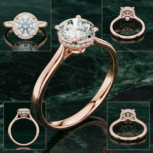 Bague solitaire en or rose 18 carats plaqué rhodium avec diamant de laboratoire taille brillant, bijou de luxe pour femme certifié IGI, idéal pour mariage et soirée - Product Image 5
