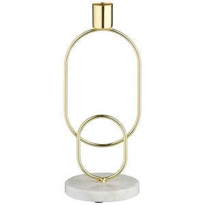 Porte-bougie conique en métal doré de luxe avec base en marbre blanc, support à bougie décoratif moderne, élégant, fait main, contemporain pour la maison - Product Image 2