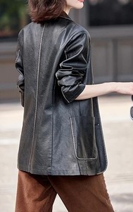 Nouveaux manteaux longs élégants en cuir véritable pour l'hiver, manteaux longs classiques pour femmes, vestes en peau de mouton tendance en gros pour femmes - Product Image 4