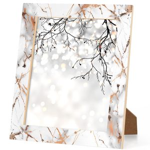 Premium Handmade <b>White</b> Marble 11x14 Inch Photo <b>Frame</b> Elegant Decorative Lightweight for Wall Mount Tabletop Use Home Office - Product Image 1