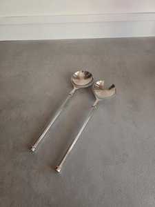 Cuillères à salade vintage plaquées argent Suède années 1920, ensemble de cuillères de service scandinaves - Product Image 2