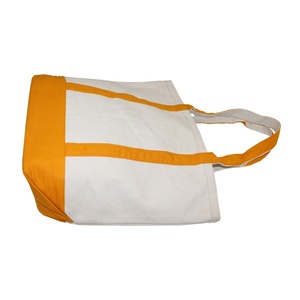 Bolsa de Compras de Tela Gruesa de 20 Oz, Combinación Blanca y Naranja, Asa Larga, Resistente y Duradera, Bolsa de Lona - Product Image 2