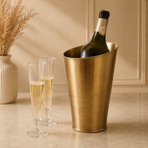 Cubo de hielo de latón Summit con base de pedestal, asas de doble anillo, enfriador de vino artesanal para el hogar, bar y entretenimiento - Product Image 4