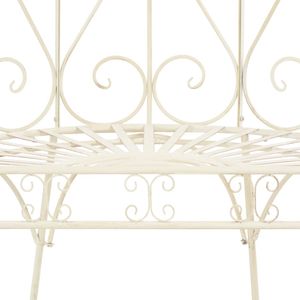 Banco de Jardín de Hierro Forjado Blanco Antiguo con Incrustaciones Decorativas Medianas, Bancos para Patio - Product Image 5