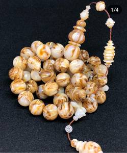 Tasbih traditionnel de luxe en résine écologique, perles en forme de baril, fait main pour les mariages - Product Image 2