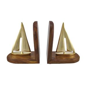 Par de sujetalibros modernos con forma de caballito de mar, de madera y latón, decoración para el hogar u oficina, impresión personalizada para suministro al por mayor en India - Product Image 2